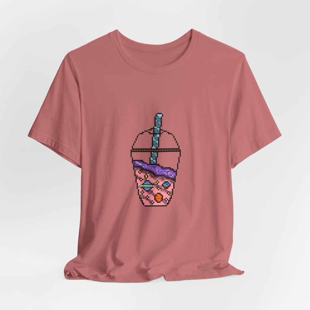 Galaxy Boba Tea Pixel Art Short Sleeve Tee